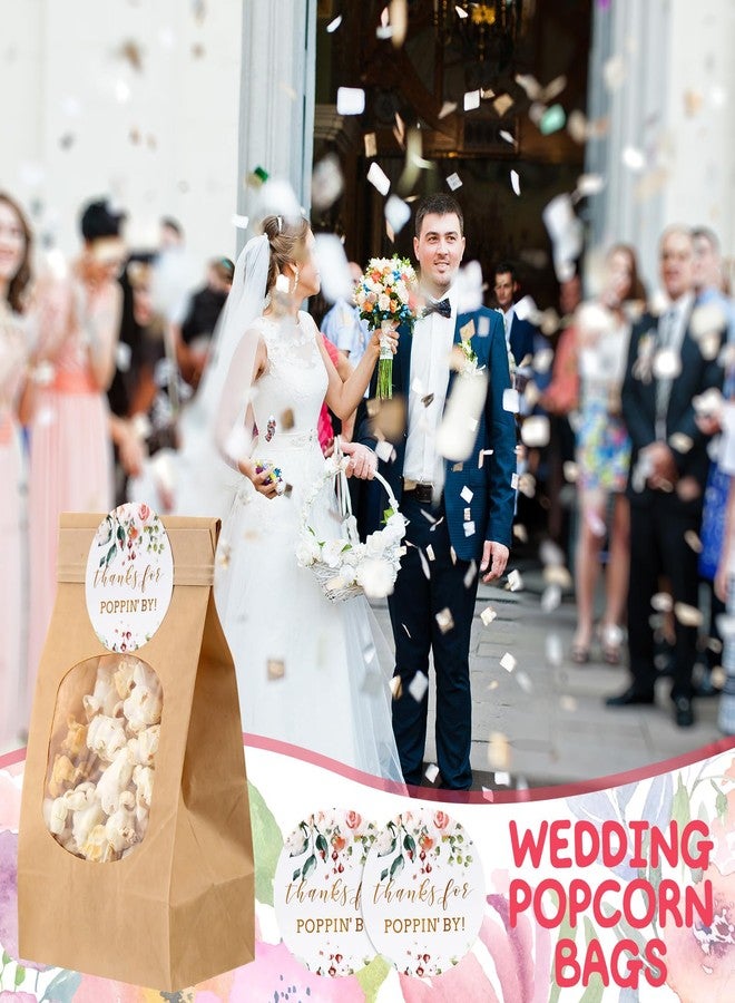 Funnymoom أكياس فشار ورقية من Funnymoom، 48 قطعة، مكتوب عليها "شكراً لزيارتكم" للاحتفال، مع 48 ملصق فشار دائري، مناسبة لحفلات الخطوبة والزفاف وحفلات توديع العزوبية (زهرة الورد، وردي). - Image 3